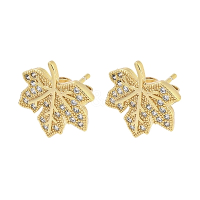 Brass Micro Pave Cubic Zirconia Ear Studs EJEW-P261-28A-G-1