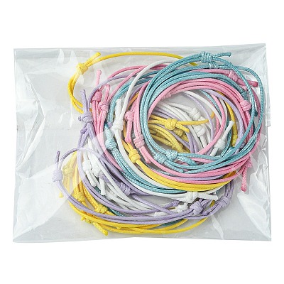 30Pcs 5 Color Adjustable Waxed Polyester Braided Cord Bracelets BJEW-FZ00016-1