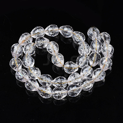 Transparent Crackle Glass Beads Strands GLAA-N051-04-1
