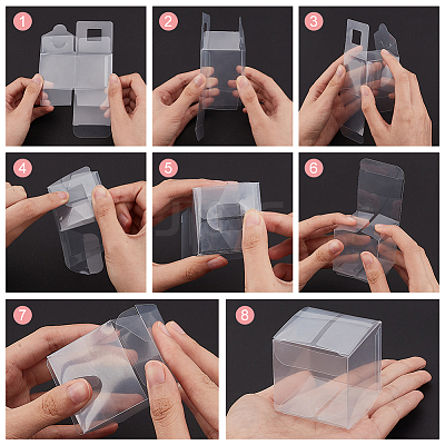 40Pcs Square PET Clear Party Favor Gift Box DIY-BC0006-41A-1