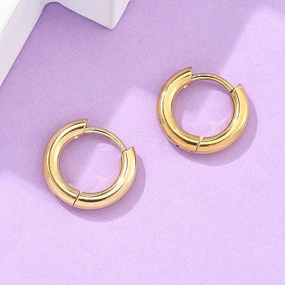 Ion Plating(IP) 304 Stainless Steel Huggie Hoop Earrings X-EJEW-F111B-13mm-G-1