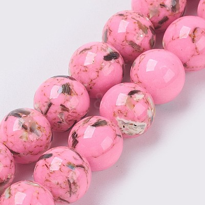 Sea Shell and Synthetic Turquoise Assembled Beads Strands G-G758-M-4mm-1