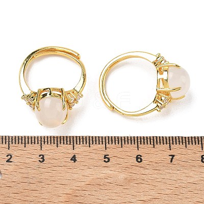 Brass Micro Pave Cubic Zirconia with Natural Quartz Crystal Cuff Open Rings RJEW-T035-01G-G-1