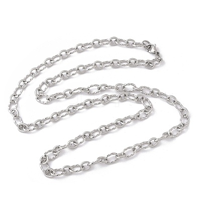 Tarnish Resistant Unisex 304 Stainless Steel Textured Cable Chain Necklaces LS-STAS-L127-01P-1
