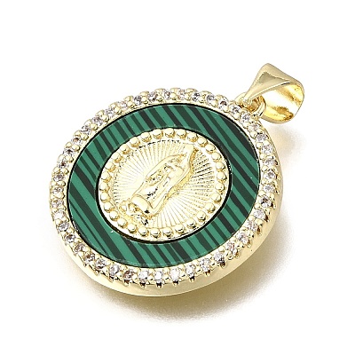 Easter Brass Clear Cubic Zirconia & Acrylic Pendants KK-G602-06G-01-1