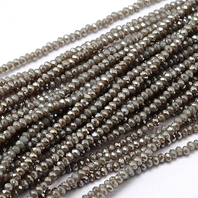 Faceted Rondelle Full Rainbow Plated Electroplate Glass Beads Strands EGLA-M004-2mm-A13-1