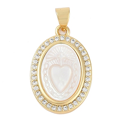 Rack Plating Brass Micro Pave Cubic Zirconia Pendants KK-P287-11G-1