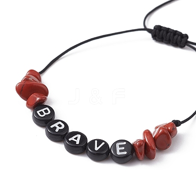 Natural Red Jasper Chip Braided Bead Bracelets BJEW-JB09608-01-1