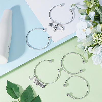 10Pcs Fashion 304 Stainless Steel Cuff Bangles Set BJEW-SC0001-20-1
