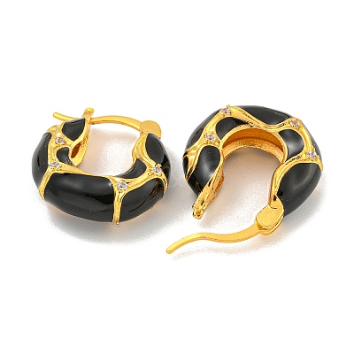 Rack Plating Brass Micro Pave Clear Cubic Zirconia Hoop Earring EJEW-C102-42G-01-1