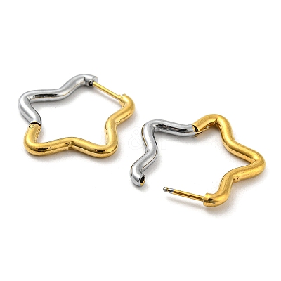 Two Tone 304 Stainless Steel Hoop Earrings EJEW-K257-02D-GP-1