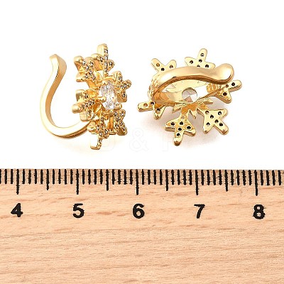 Brass Micro Pave Clear Cubic Zirconia Cuff Earrings EJEW-F370-25G-1