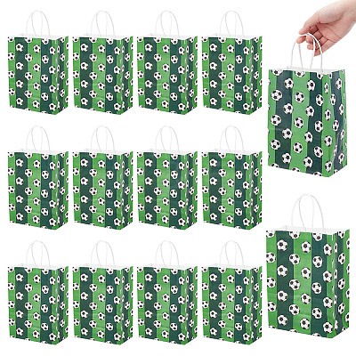 Football Printed Paper Gift Bags with Handle ABAG-WH0045-31C-1