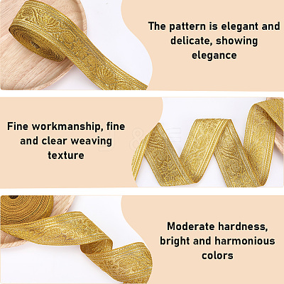 10M Ethnic Style Floral Pattern Embroidery Polyester Ribbons OCOR-CY0001-61-1