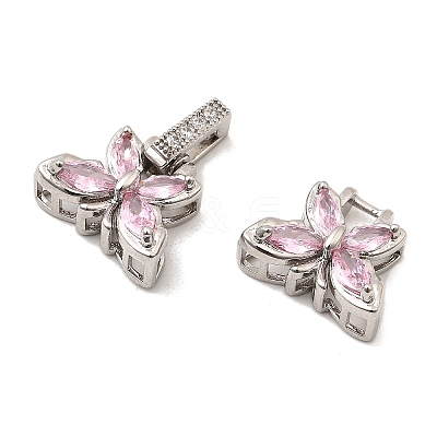 Brass Micro Pave Cubic Zirconia Fold Over Clasps KK-C075-35P-1