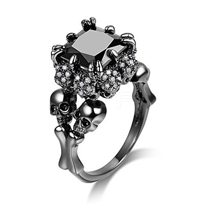 Rectangle Rhinestone Finger Ring SKUL-PW0002-023A-B-1