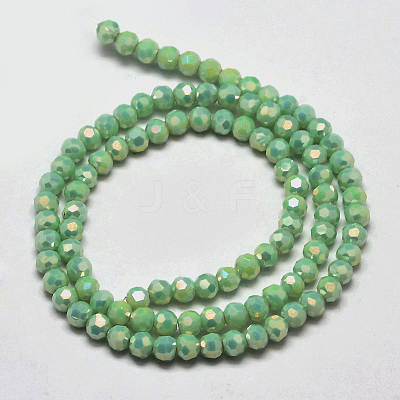 Faceted Round Full Rainbow Plated Electroplate Glass Beads Strands LS-EGLA-J130-FR02-1