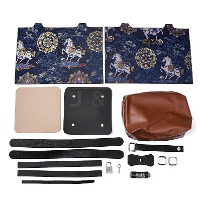 DIY Chinese Print PU Leather Handbag Making Kits FB-CBA9065-04-1