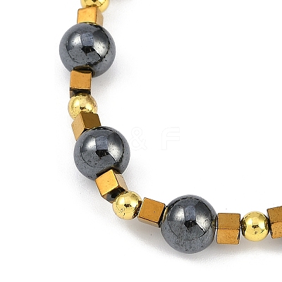 Synthetic Non-magnetic Hematite Beaded Stretch Bracelets for Women Men BJEW-F480-02A-1
