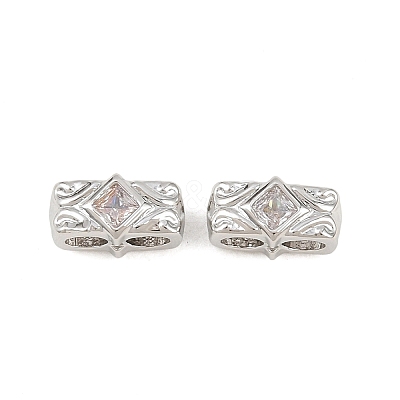 Brass Micro Pave Clear Cubic Zirconia Slide Charms KK-Z151-05P-1