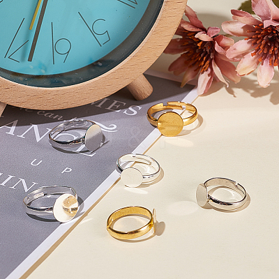 Adjustable Brass Ring Components KK-PH0035-85-1