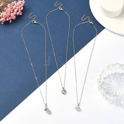 Light Rose Rhinestone Crown Pendant Necklace with Cable Chains NJEW-FZ00019-1