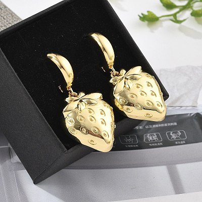 Brass Hoop Earrings Lead Free & Cadmium Free EJEW-R016-08G-01-1