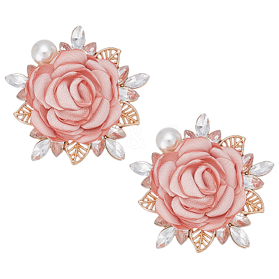 2Pcs Flower Polyester Brooches JEWB-ME0001-12-1