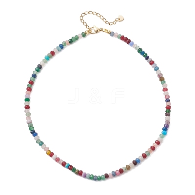 Dyed Natural Malaysia Jade Faceted Rondelle Beaded Necklaces NJEW-JN05766-1