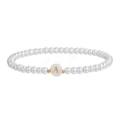Plastic Pearl Round Beaded Stretch Bracelets for Women WGC81DB-01-1