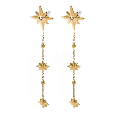 304 Stainless Steel Crystal Rhinestone Star Dangle Stud Earring EJEW-G451-04G-1
