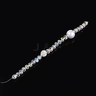 Acrylic & Glass & ABS Plastic Pearl & Alloy & Polymer Clay Pave Rhinestone Beads Strands MAK-T011-08B-1