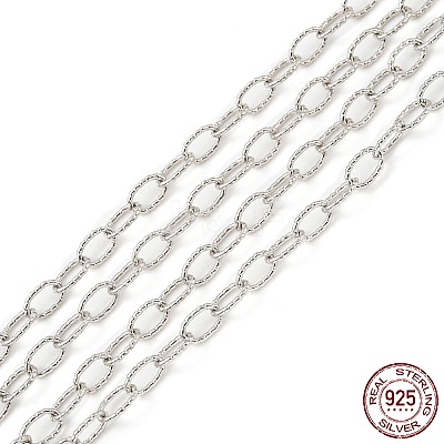 Anti-Tarnish Rhodium Plated 925 Sterling Silver Cable Chains STER-F052-14P-1