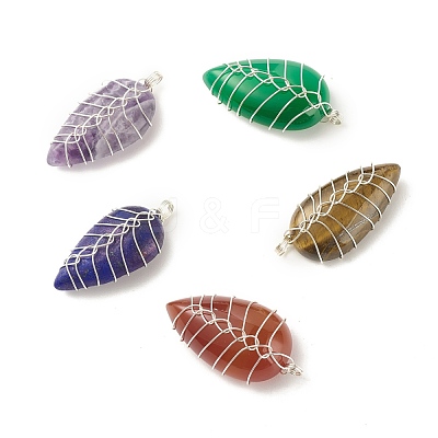 Natural Gemstone Pendants PALLOY-JF01384-1