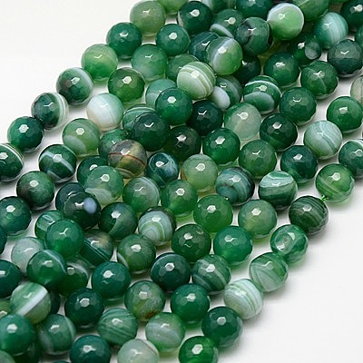 Natural Striped Agate/Banded Agate Beads Strands G-G581-10mm-12-1