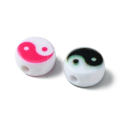 200Pcs Printed Opaque Acrylic Beads OACR-FS0001-54-1