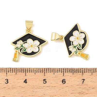 Graduation Season Brass Enamel Pendants KK-CBAF2EC-03G-C-1