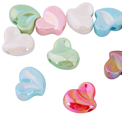 10Pcs UV Plating Opaque Acrylic Beads OACR-TA0004-07-1