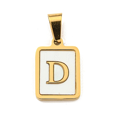 PVD Vacuum Plating 304 Stainless Steel Pave Natural White Shell Pendants STAS-S130-03G-D-1