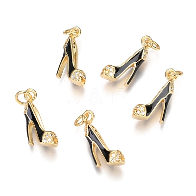 Brass Micro Pave Clear Cubic Zirconia Stilettos Pendants ZIRC-B002-35G-C-1