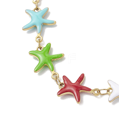 304 Stainless Steel Enamel Link Chain Bracelets BJEW-JB13026-1