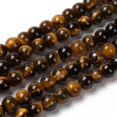 Round Tiger Eye Beads Strands Z0RQT011-1