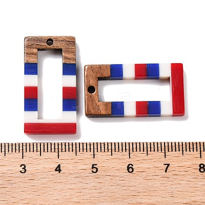 Independence Day Opaque Striped Resin & Walnut Wood Pendants RESI-U010-02L-1
