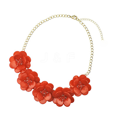 Flower Natural Shell Bib Necklaces for Women FS-WGF0490-02-1