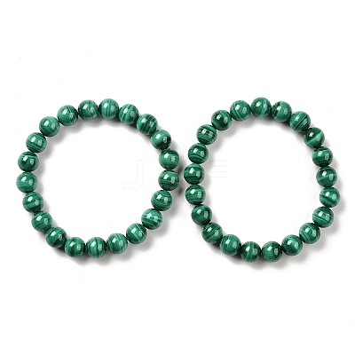 Natural Malachite Beaded Stretch Bracelets BJEW-A045-01B-1