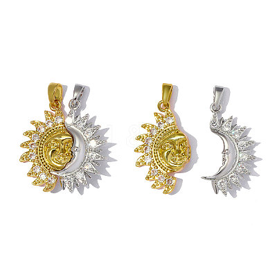 Brass Micro Pave Clear Cubic Zirconia Pendants CU-OY001-54G-1