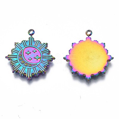 Rainbow Color 304 Stainless Steel Pendant Rhinestone Settings STAS-S119-091-1