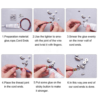 Tarnish Resistant 304 Stainless Steel Cord Ends STAS-E020-7-1