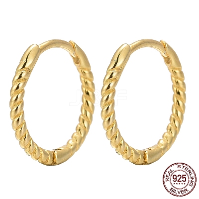 Unisex 925 Sterling Silver Hoop Earrings EJEW-AA00271-06G-1