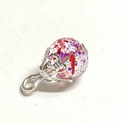 Baking Paint Transparent Glass Pendants X1-PALLOY-TAC0062-07-1